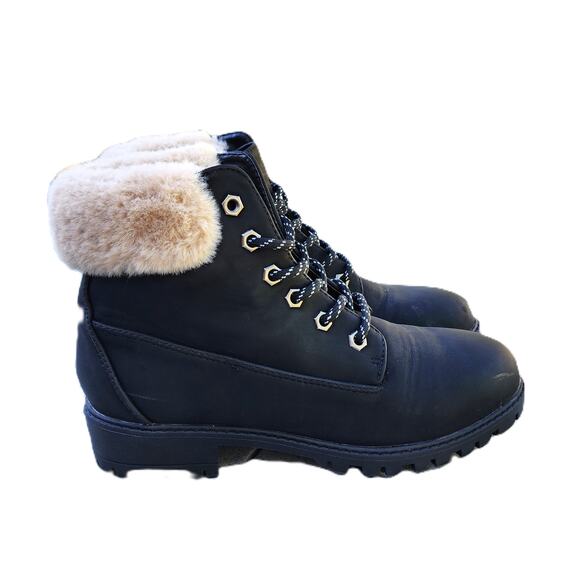 Madden Girl Frannkie Faux Fur Ankle Combat Boots 8 - Picture 2 of 10